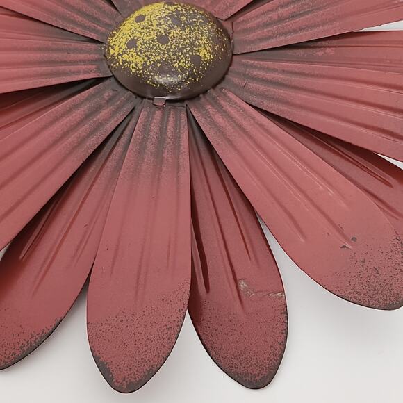 Set of 3 Metal Flower Wall Art - Whimsical Spring Decor in Cream, Red and Yellow - Picture 6 of 10